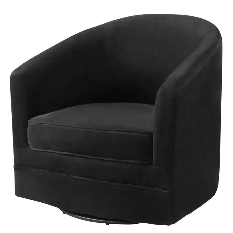 Costway Modern Swivel Barrel Chair Upholstered Velvet Armchair with Metal Base