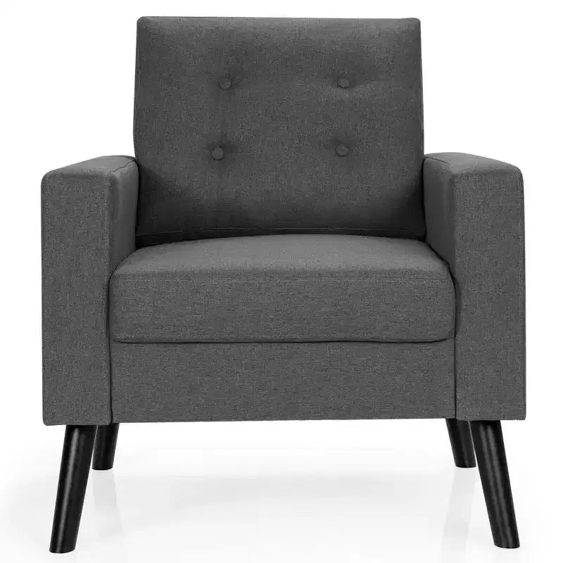 Costway Set of 2 Upholstered Accent Chair Single Sofa Armchair w/ Wooden Legs