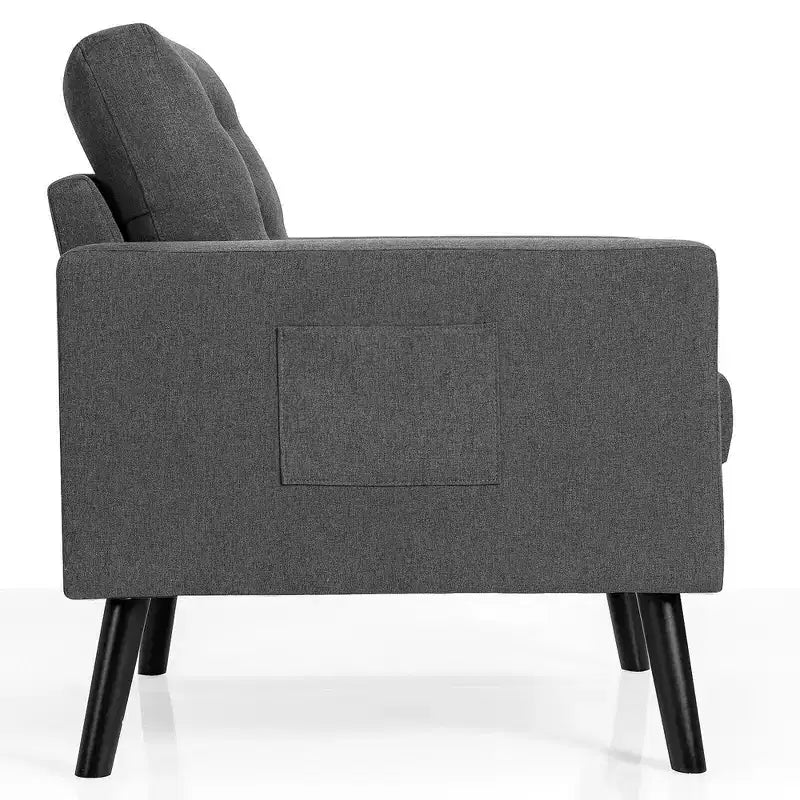 Costway Set of 2 Upholstered Accent Chair Single Sofa Armchair w/ Wooden Legs