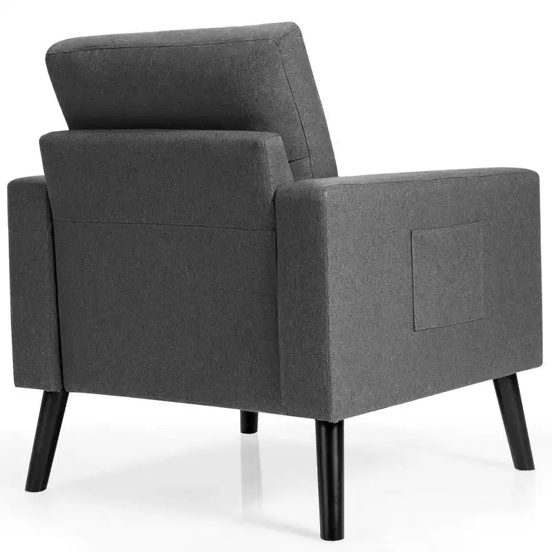Costway Set of 2 Upholstered Accent Chair Single Sofa Armchair w/ Wooden Legs