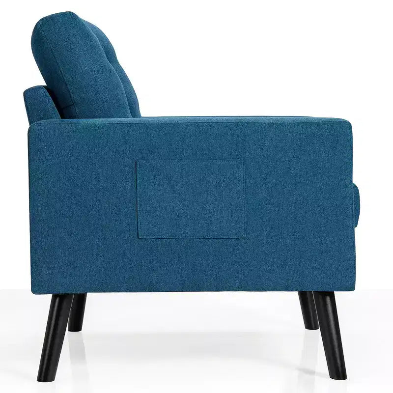 Costway Set of 2 Upholstered Accent Chair Single Sofa Armchair w/ Wooden Legs