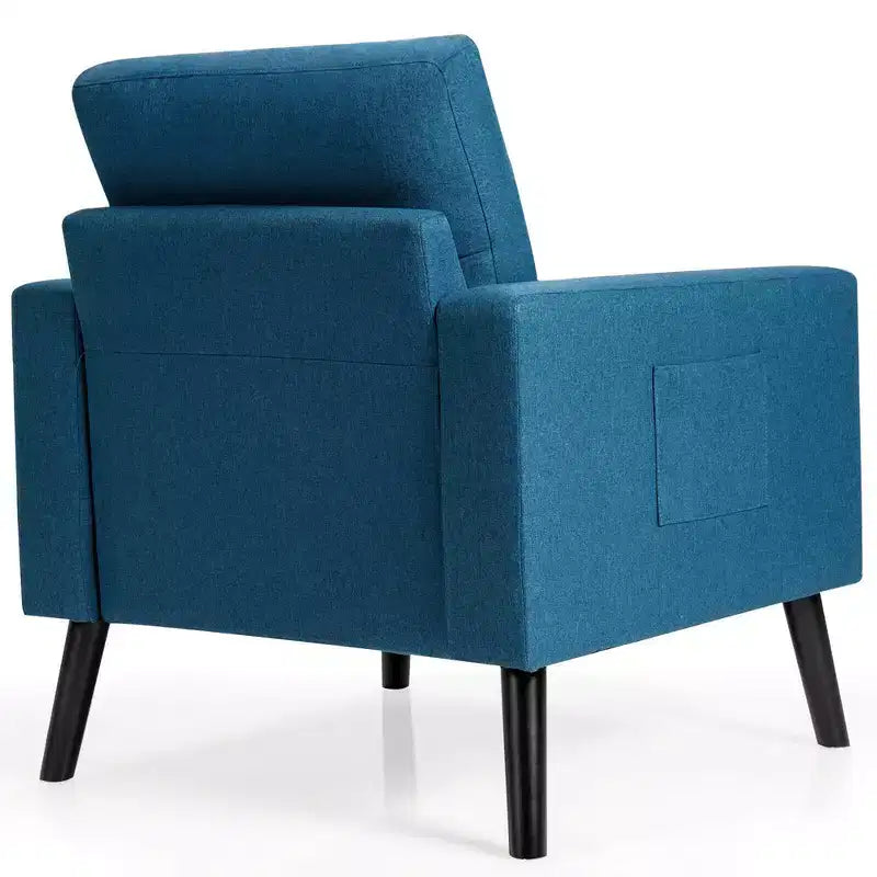 Costway Set of 2 Upholstered Accent Chair Single Sofa Armchair w/ Wooden Legs