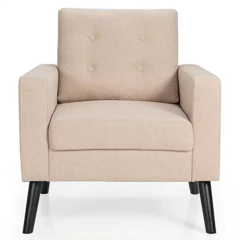 Costway Set of 2 Upholstered Accent Chair Single Sofa Armchair w/ Wooden Legs