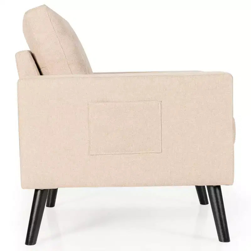 Costway Set of 2 Upholstered Accent Chair Single Sofa Armchair w/ Wooden Legs
