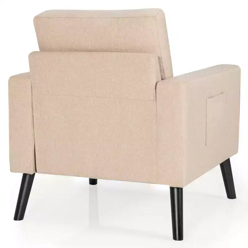 Costway Set of 2 Upholstered Accent Chair Single Sofa Armchair w/ Wooden Legs