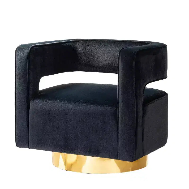 Velvet Edise Swivel Barrel Chair Living Room Accent Chair with Metal Base | Karat Home