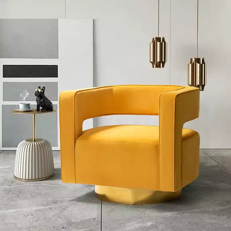 Velvet Edise Swivel Barrel Chair Living Room Accent Chair with Metal Base | Karat Home