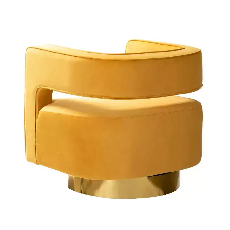 Velvet Edise Swivel Barrel Chair Living Room Accent Chair with Metal Base | Karat Home