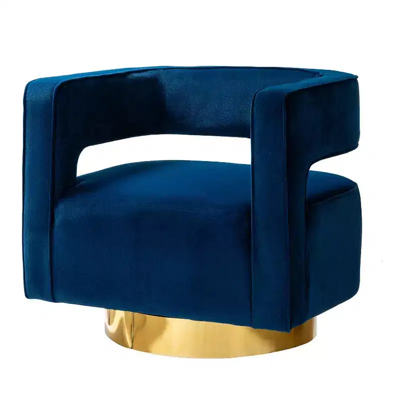 Velvet Edise Swivel Barrel Chair Living Room Accent Chair with Metal Base | Karat Home