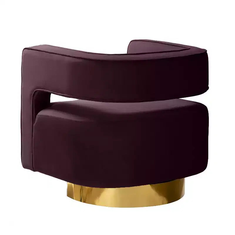 Velvet Edise Swivel Barrel Chair Living Room Accent Chair with Metal Base | Karat Home
