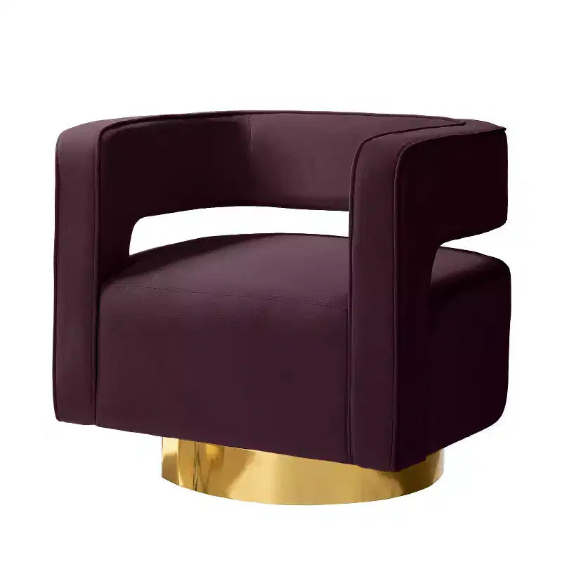 Velvet Edise Swivel Barrel Chair Living Room Accent Chair with Metal Base | Karat Home