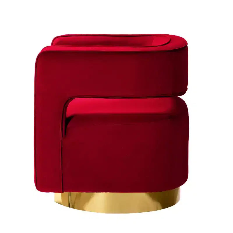Velvet Edise Swivel Barrel Chair Living Room Accent Chair with Metal Base | Karat Home
