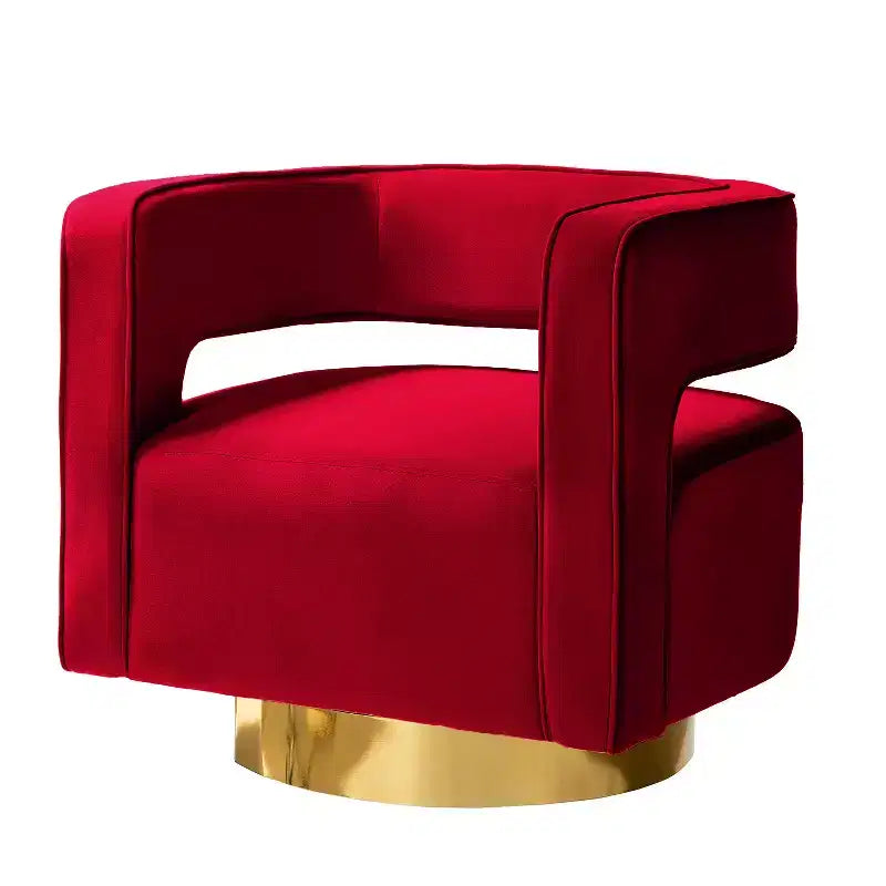 Velvet Edise Swivel Barrel Chair Living Room Accent Chair with Metal Base | Karat Home