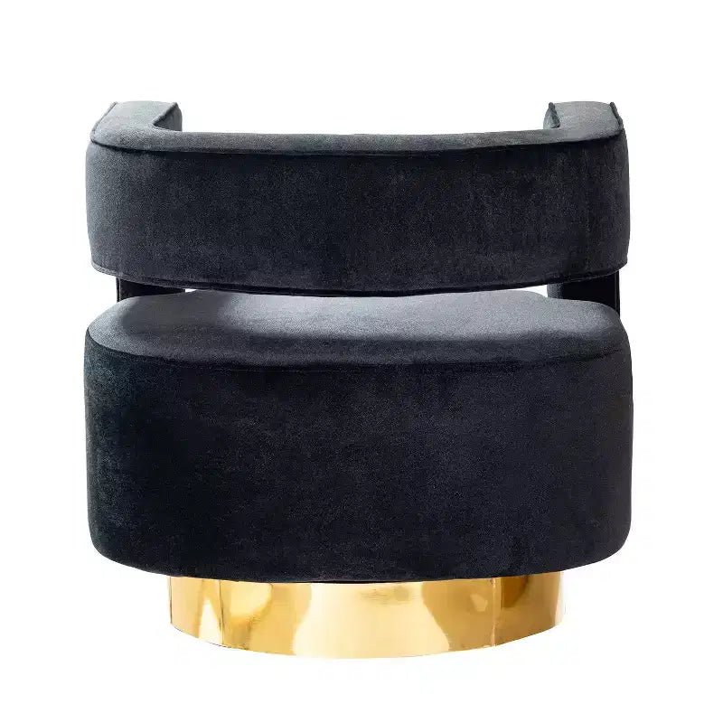 Velvet Edise Swivel Barrel Chair Living Room Accent Chair with Metal Base | Karat Home