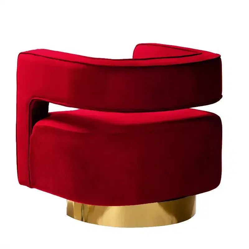 Velvet Edise Swivel Barrel Chair Living Room Accent Chair with Metal Base | Karat Home