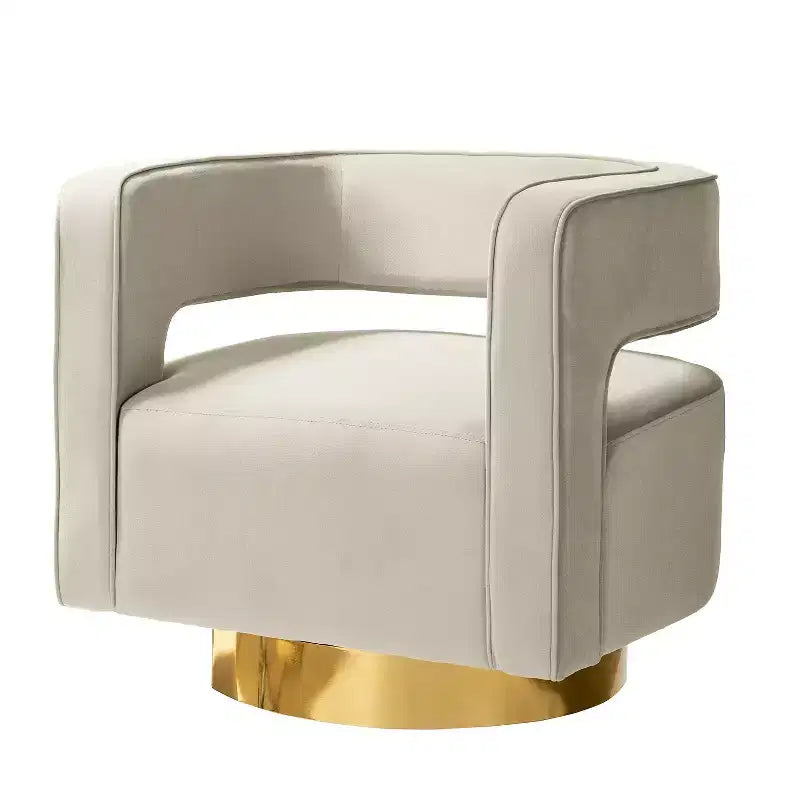 Velvet Edise Swivel Barrel Chair Living Room Accent Chair with Metal Base | Karat Home