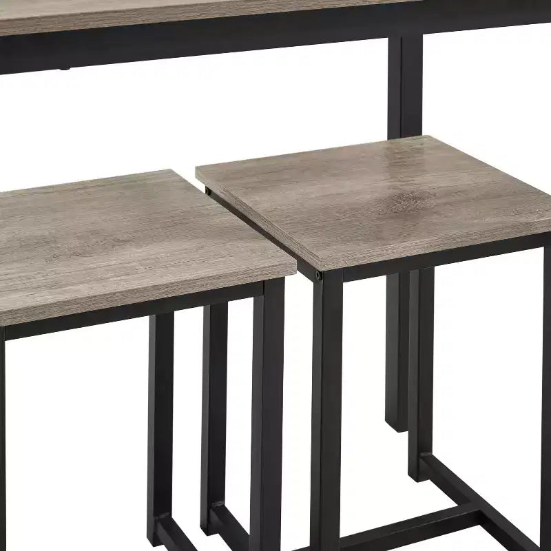 Yaheetech Industrial 3-Piece Space Saving Dining Table Set, for Kitchen, Dining Room