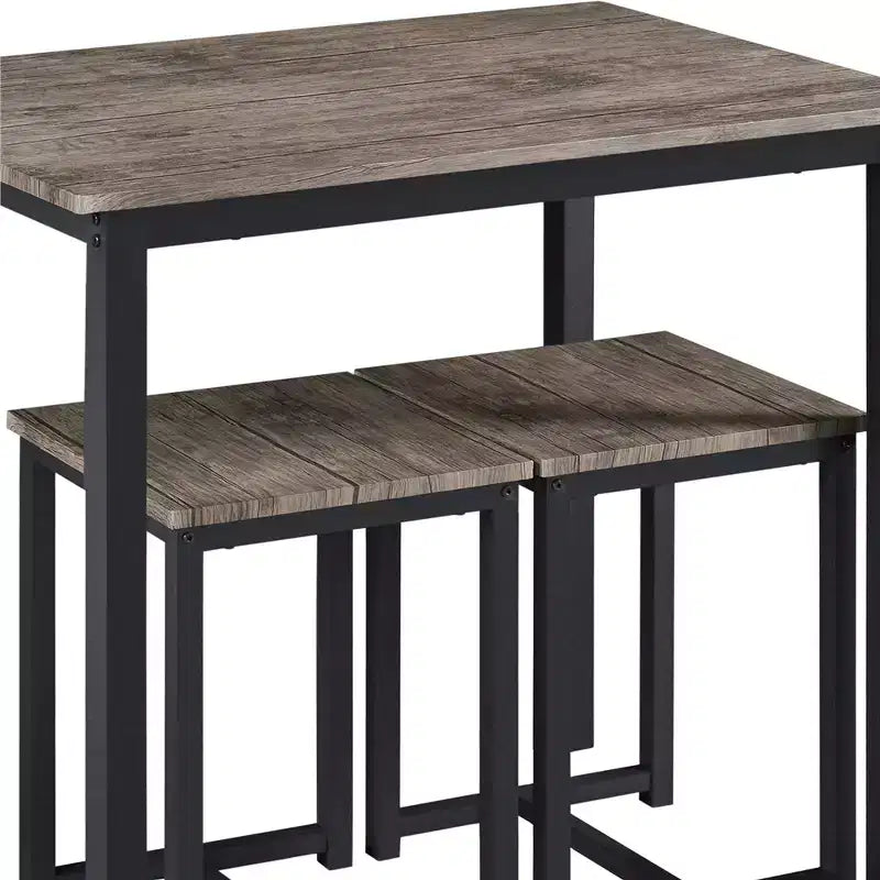 Yaheetech Industrial 3-Piece Space Saving Dining Table Set, for Kitchen, Dining Room