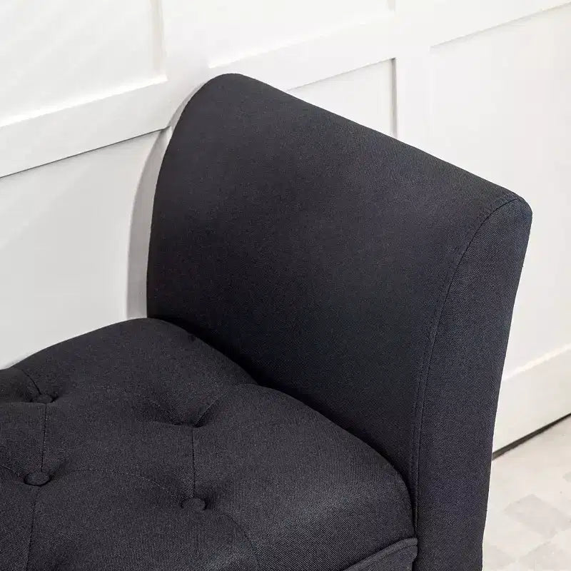 HOMCOM End of Bed Bench with Button Tufted Design, Upholstered Bench with Arms and Solid Wood Legs for Bedroom