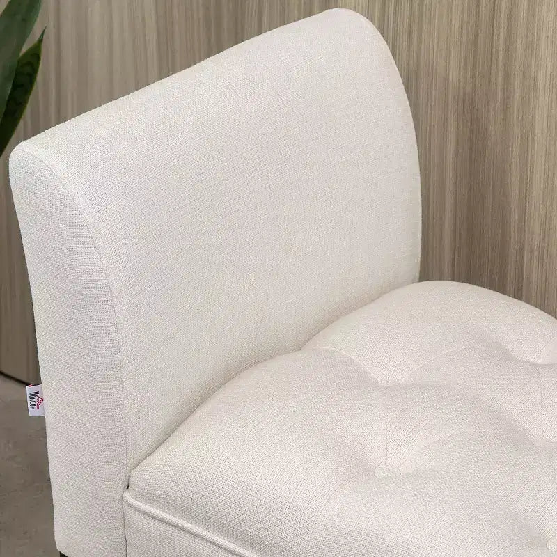 HOMCOM End of Bed Bench with Button Tufted Design, Upholstered Bench with Arms and Solid Wood Legs for Bedroom