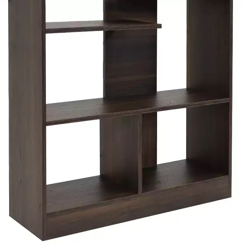 Sunnydaze Indoor Rosalee 9-Tier Open Bookshelf with Staggered Shelves - Coffee Brown