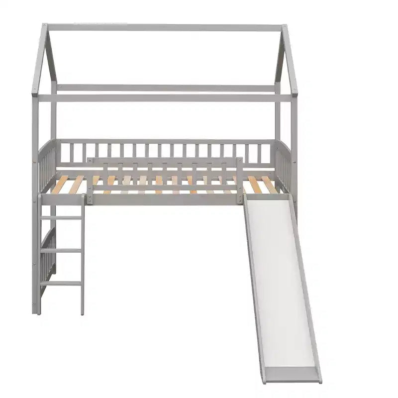 Twin Size Loft House Bed with Slide-ModernLuxe
