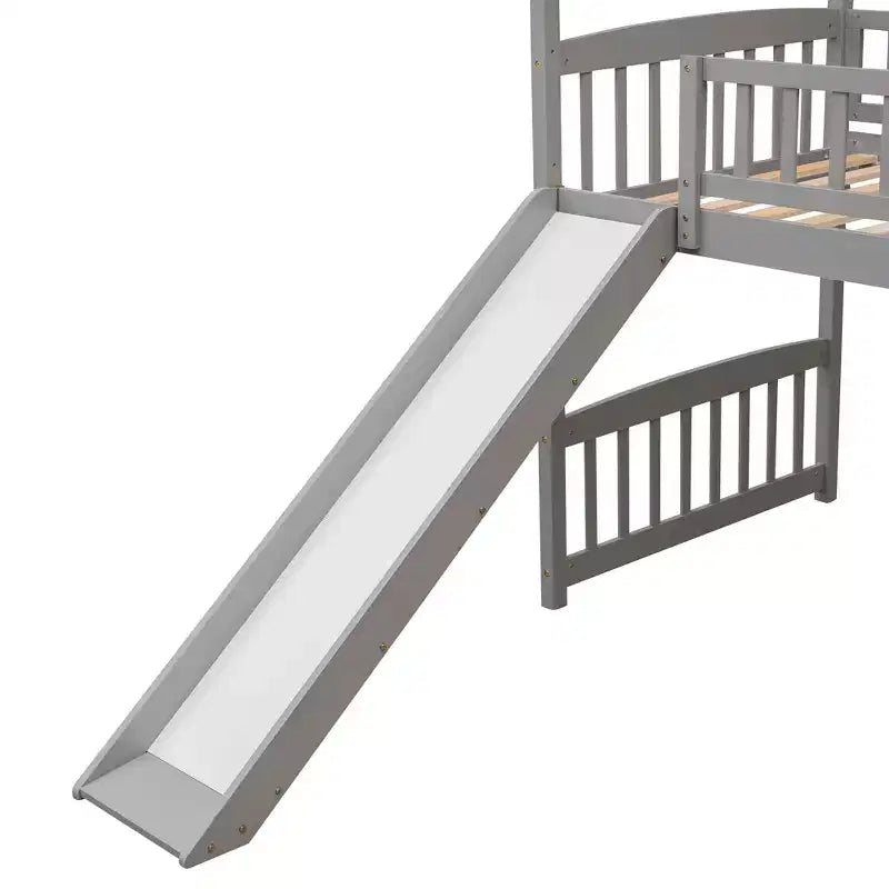 Twin Size Loft House Bed with Slide-ModernLuxe