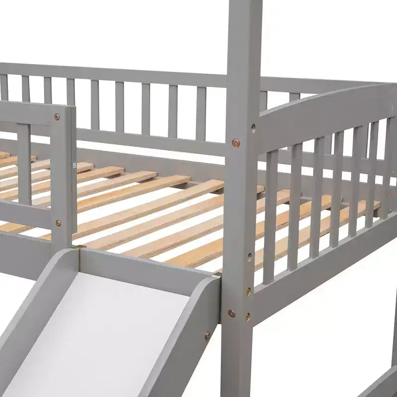 Twin Size Loft House Bed with Slide-ModernLuxe