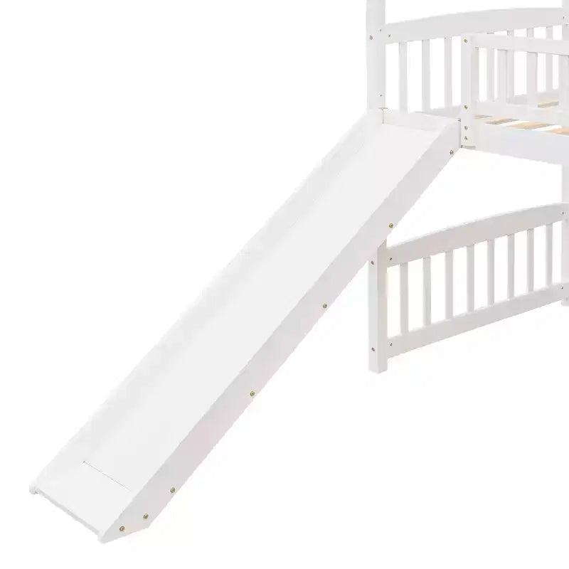 Twin Size Loft House Bed with Slide-ModernLuxe
