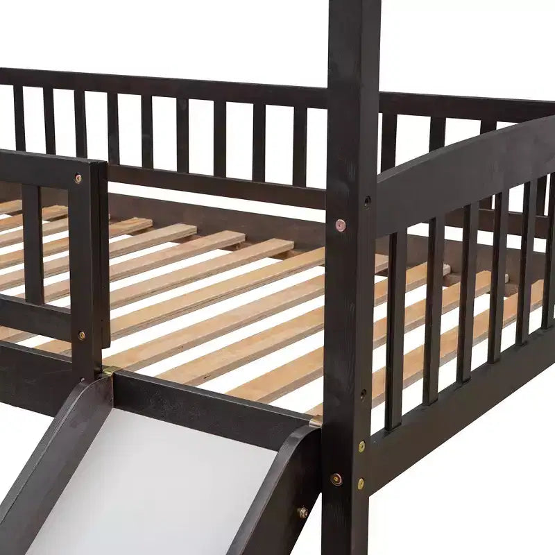 Twin Size Loft House Bed with Slide-ModernLuxe