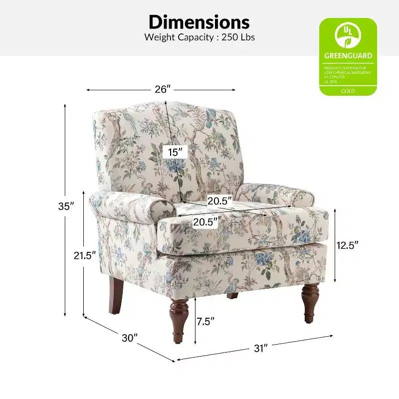 Dani comfy Livingroom Armchair with Solid Wood Legs | KARAT HOME