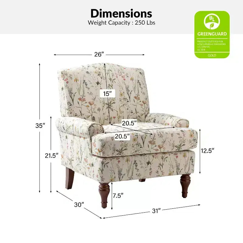 Dani comfy Livingroom Armchair with Solid Wood Legs | KARAT HOME