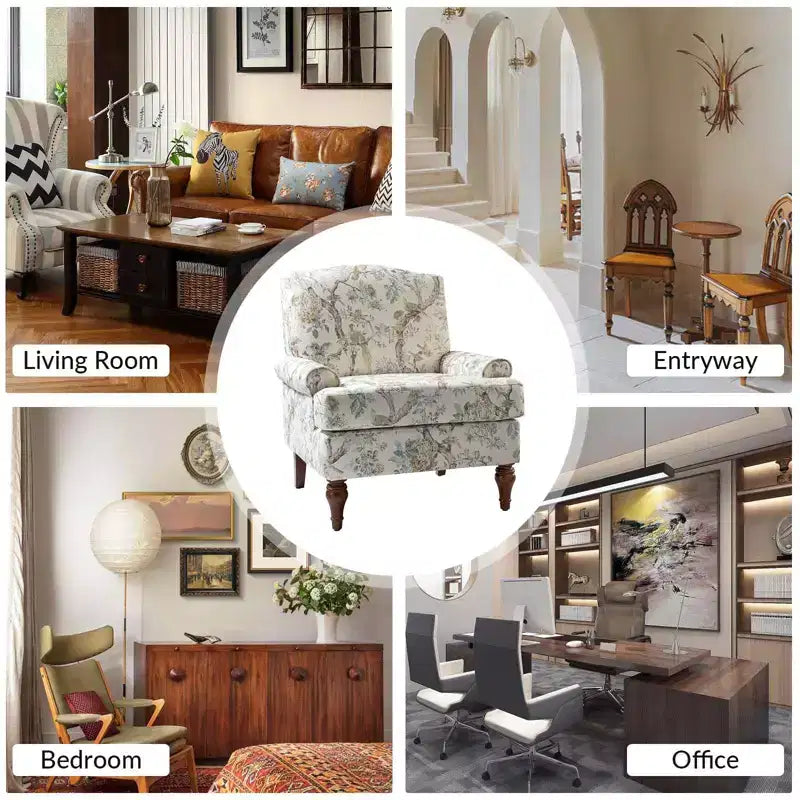 Dani comfy Livingroom Armchair with Solid Wood Legs | KARAT HOME