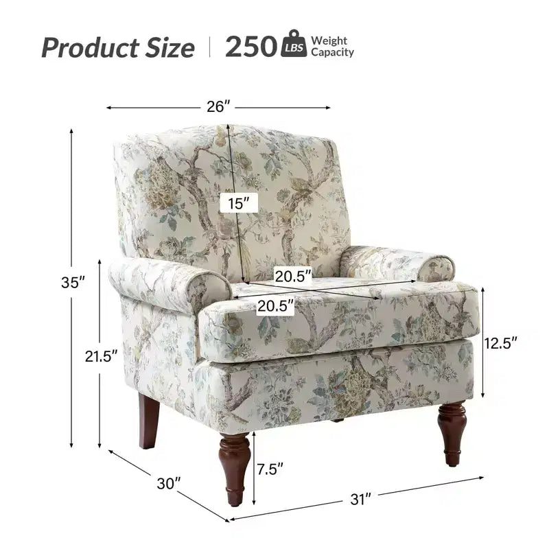 Dani comfy Livingroom Armchair with Solid Wood Legs | KARAT HOME