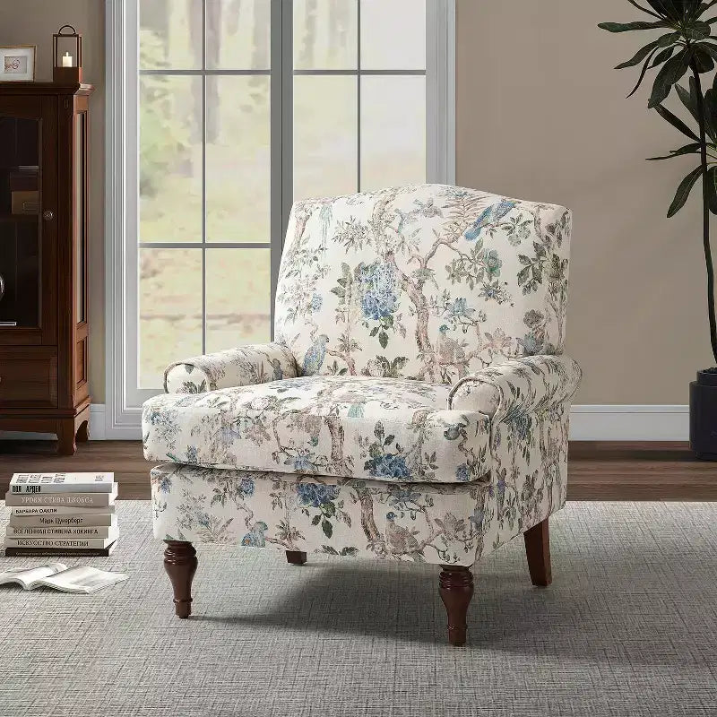 Dani comfy Livingroom Armchair with Solid Wood Legs | KARAT HOME