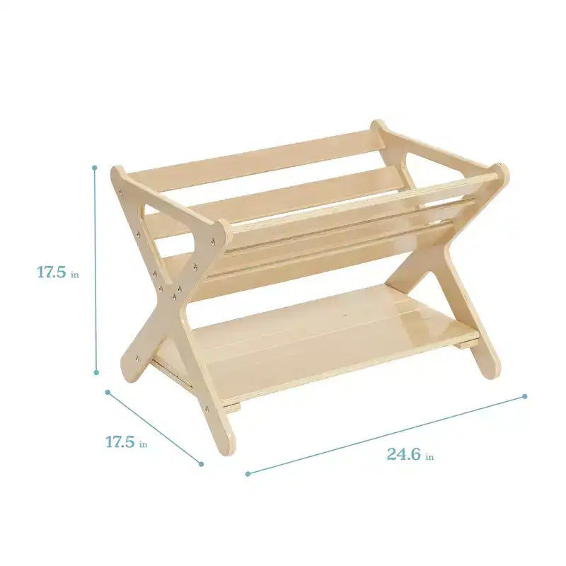 ECR4Kids Wooden Book Caddy with Lower Storage Shelf, Childrens Furniture, Childrens Furniture