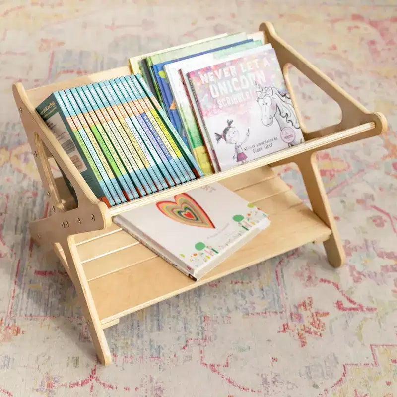 ECR4Kids Wooden Book Caddy with Lower Storage Shelf, Childrens Furniture, Childrens Furniture