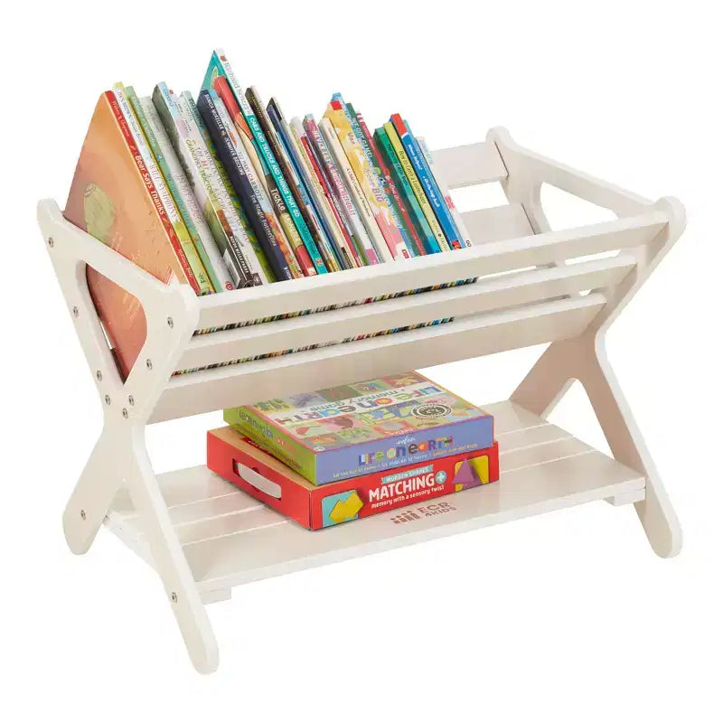 ECR4Kids Wooden Book Caddy with Lower Storage Shelf, Childrens Furniture, Childrens Furniture