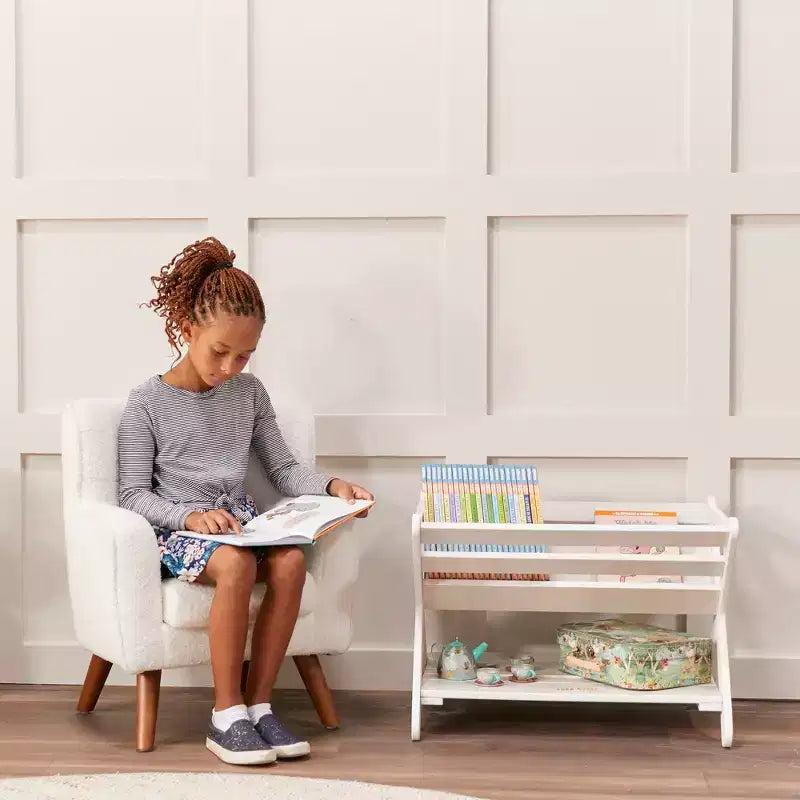 ECR4Kids Wooden Book Caddy with Lower Storage Shelf, Childrens Furniture, Childrens Furniture