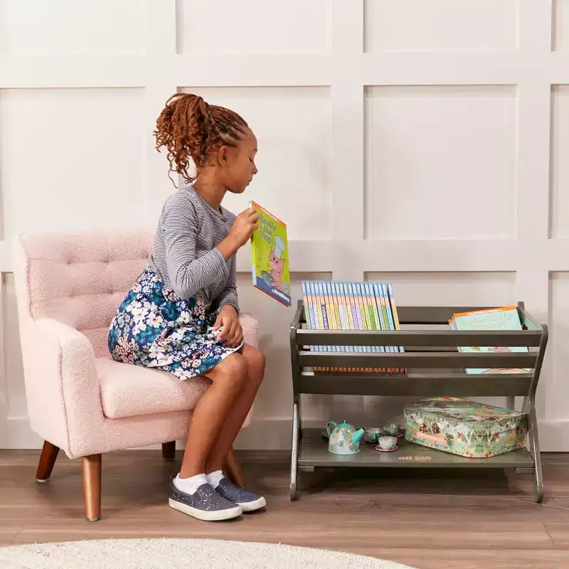 ECR4Kids Wooden Book Caddy with Lower Storage Shelf, Childrens Furniture, Childrens Furniture