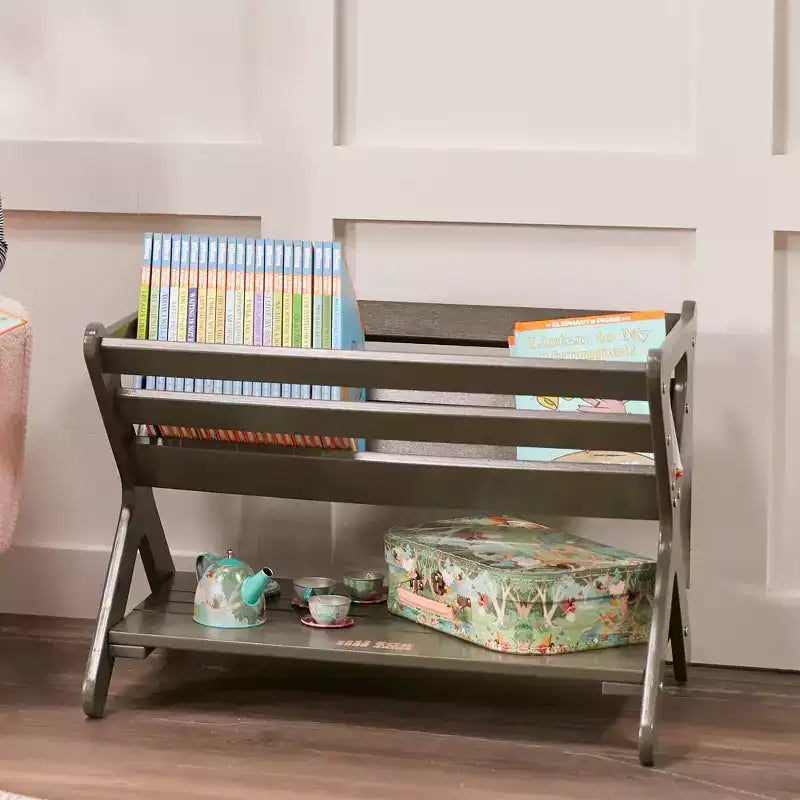ECR4Kids Wooden Book Caddy with Lower Storage Shelf, Childrens Furniture, Childrens Furniture