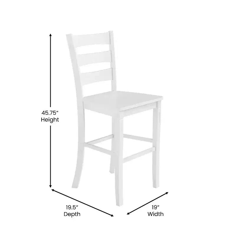 Merrick Lane Set of Two Classic Wooden Ladderback Counter Height Barstools with Solid Wood Seats