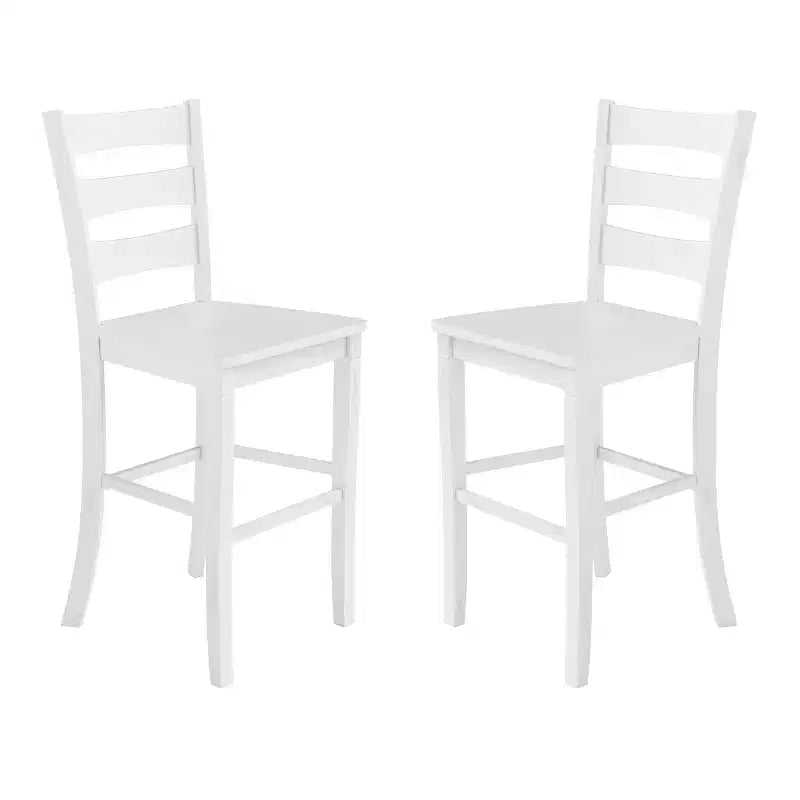 Merrick Lane Set of Two Classic Wooden Ladderback Counter Height Barstools with Solid Wood Seats