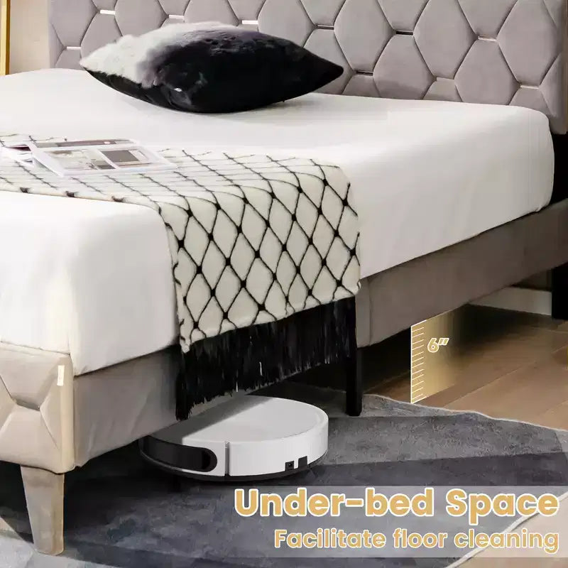 Costway Bed Frame Upholstered Platform Mattress Foundation with Storage Headboard