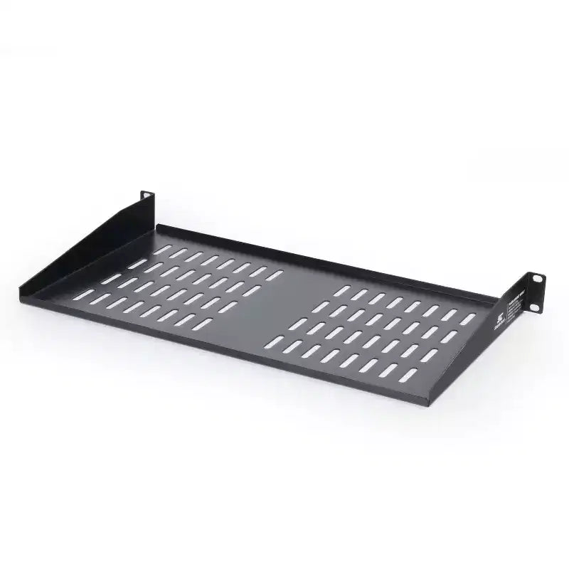 Rolled Steel Cantilever Rack Shelves - Set of 2 Universal Vented 1U Trays for 19-Inch Network Server Cabinets and AV Equipment by SimpleCord (Black)