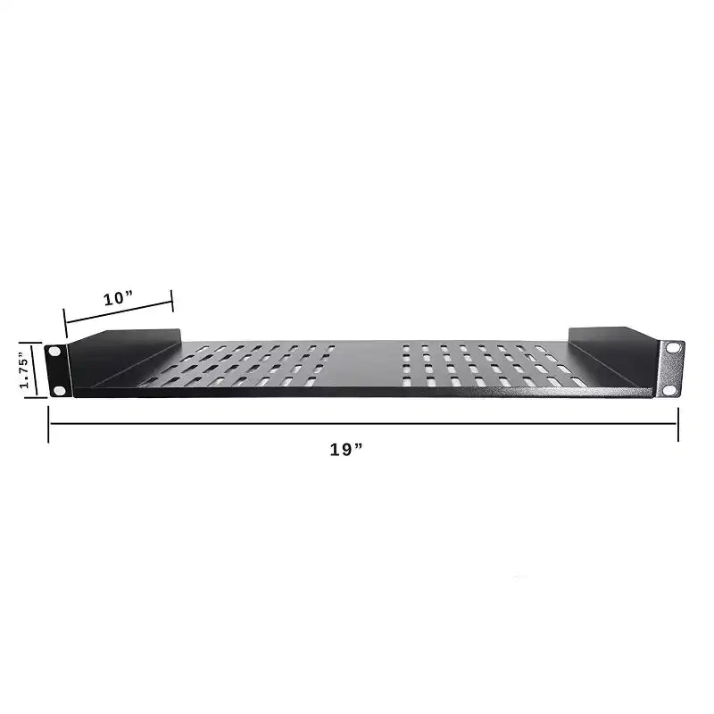 Rolled Steel Cantilever Rack Shelves - Set of 2 Universal Vented 1U Trays for 19-Inch Network Server Cabinets and AV Equipment by SimpleCord (Black)