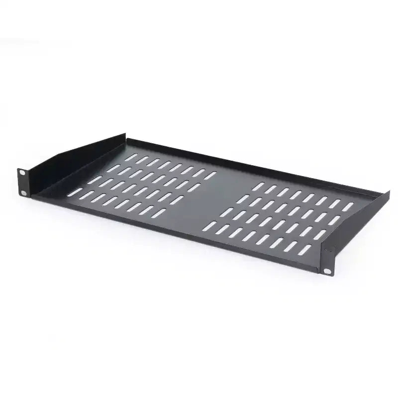 Rolled Steel Cantilever Rack Shelves - Set of 2 Universal Vented 1U Trays for 19-Inch Network Server Cabinets and AV Equipment by SimpleCord (Black)