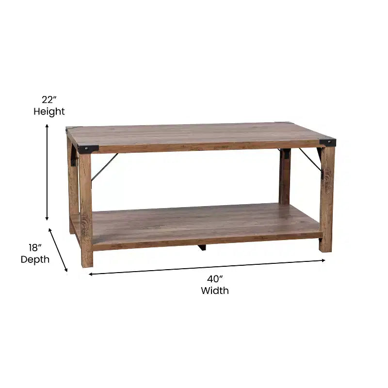 Merrick Lane Modern Farmhouse Engineered Wood Coffee Table and Powder Coated Steel Accents