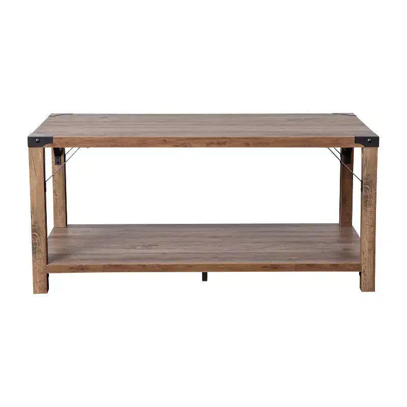 Merrick Lane Modern Farmhouse Engineered Wood Coffee Table and Powder Coated Steel Accents