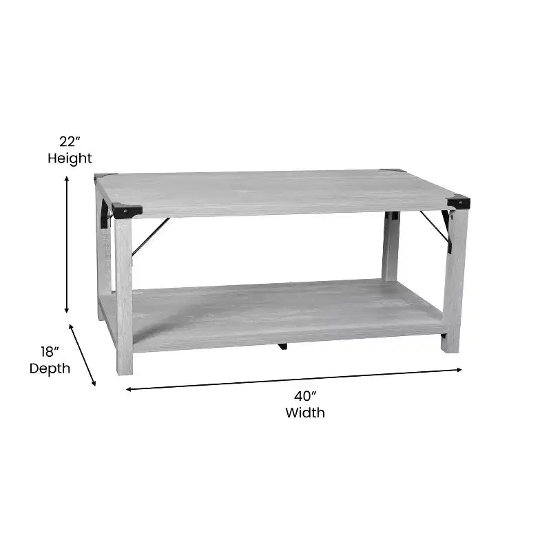 Merrick Lane Modern Farmhouse Engineered Wood Coffee Table and Powder Coated Steel Accents
